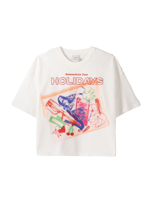 Bershka Bershka Тениска  синьо / тъмно коралово / светлорозово / мръсно бяло