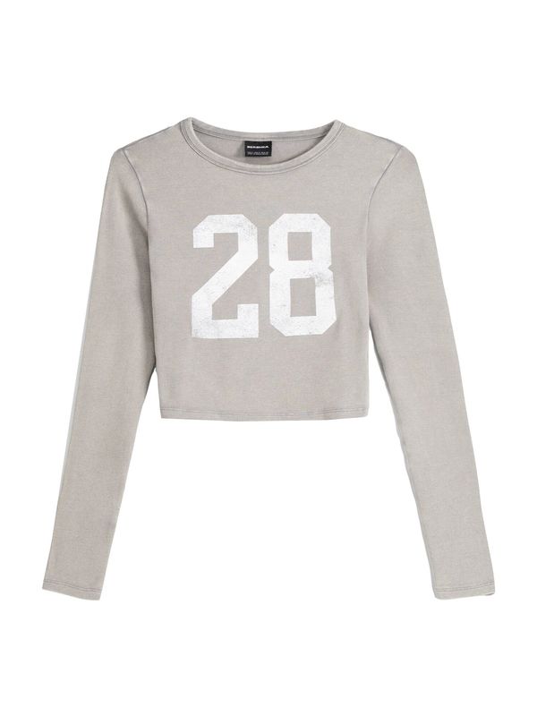 Bershka Bershka Тениска  сиво / бяло