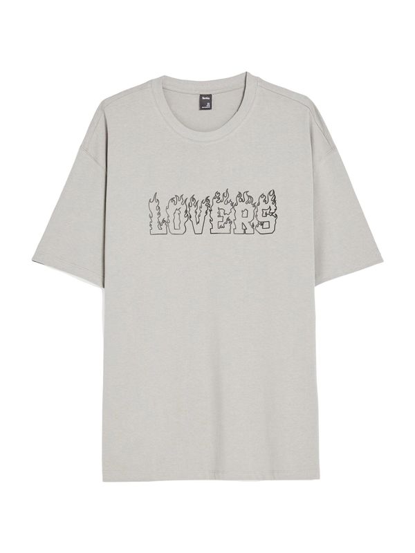 Bershka Bershka Тениска  сиво / черно