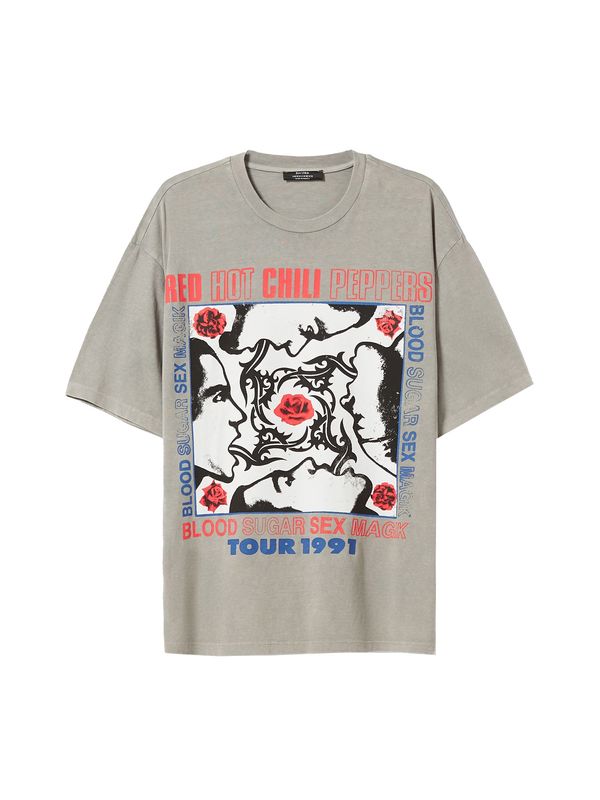 Bershka Bershka Тениска  сиво / червено / черно / бяло