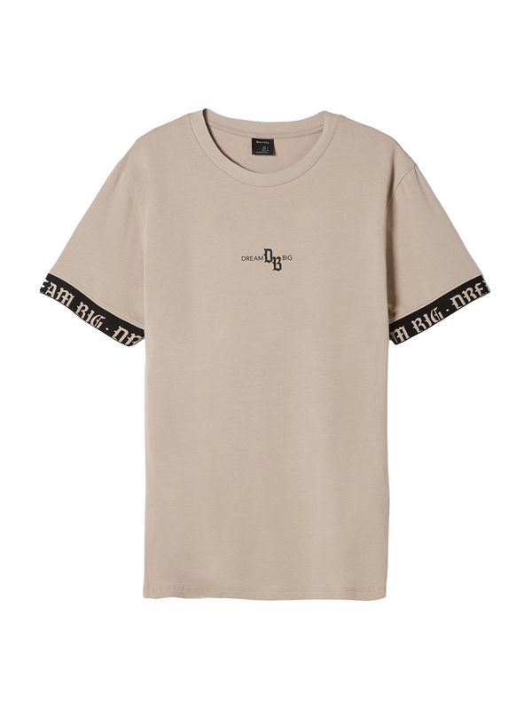 Bershka Bershka Тениска  светлобежово / черно