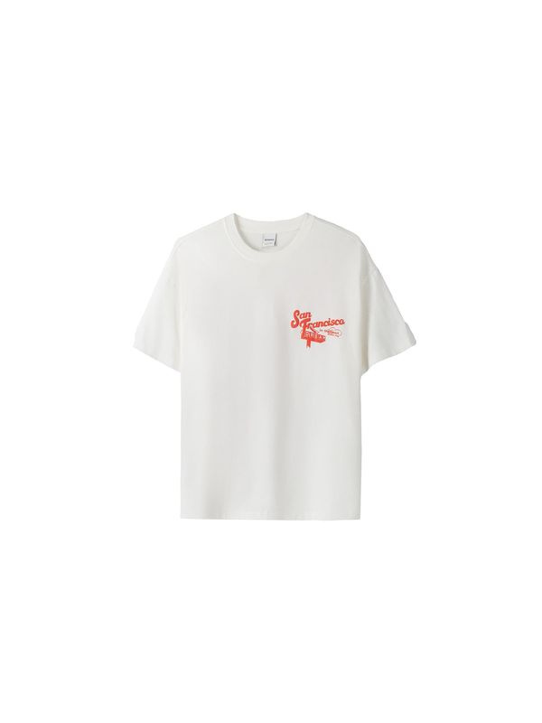 Bershka Bershka Тениска  светлочервено / мръсно бяло
