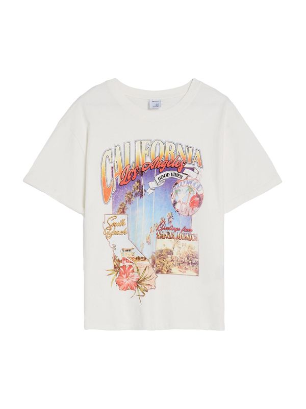 Bershka Bershka Тениска  светлосиньо / лилав / оранжево / бяло