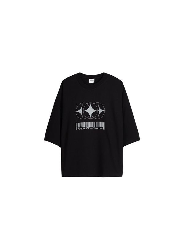 Bershka Bershka Тениска  светлосиво / черно