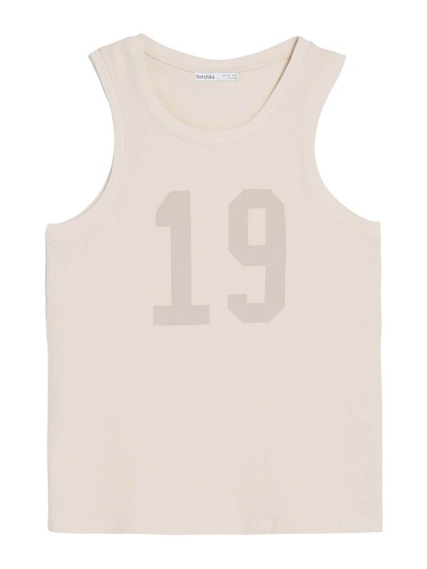 Bershka Bershka Тениска  тъмнобежово / бял памук