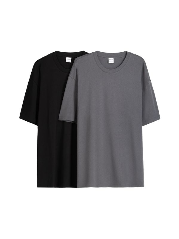 Bershka Bershka Тениска  тъмносиво / бяло