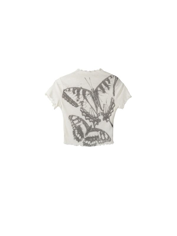 Bershka Bershka Тениска  тъмносиво / мръсно бяло