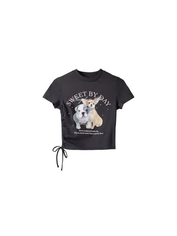 Bershka Bershka Тениска  тъмносиво / пастелно оранжево / пастелно розово / бяло