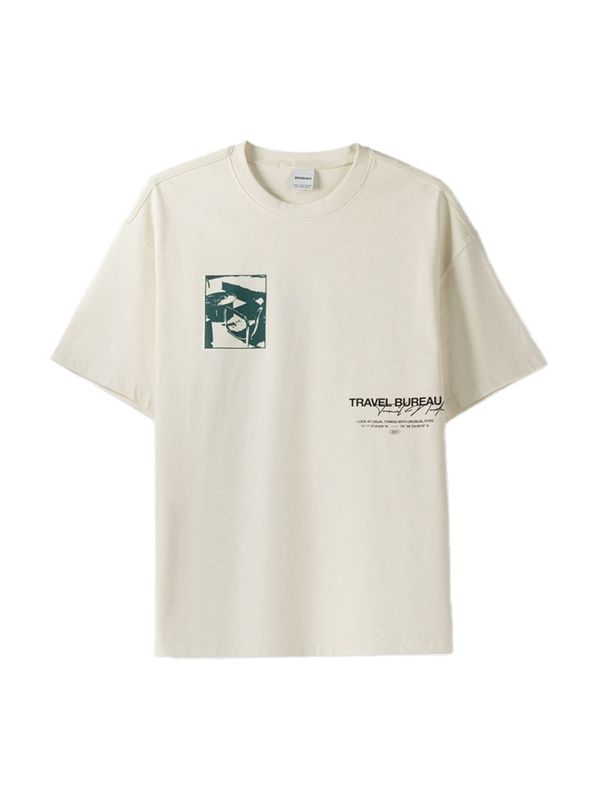 Bershka Bershka Тениска  тъмнозелено / черно / мръсно бяло