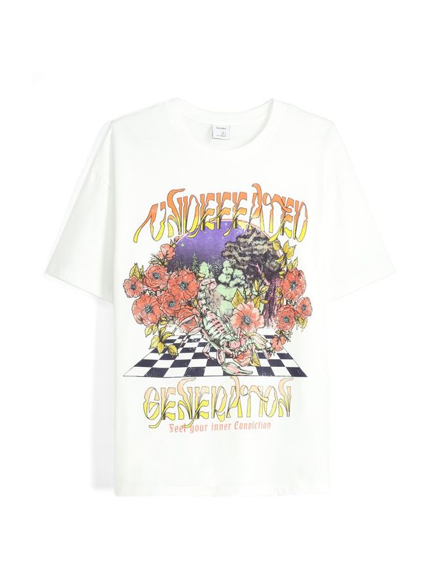 Bershka Bershka Тениска  жълто / светлолилаво / черно / бяло