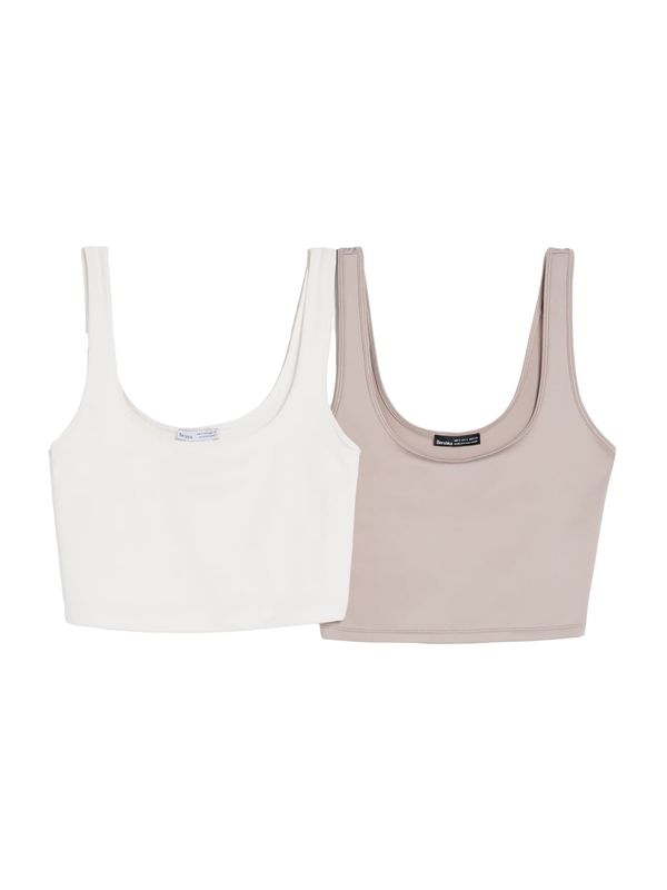 Bershka Bershka Топ  бежово / бяло