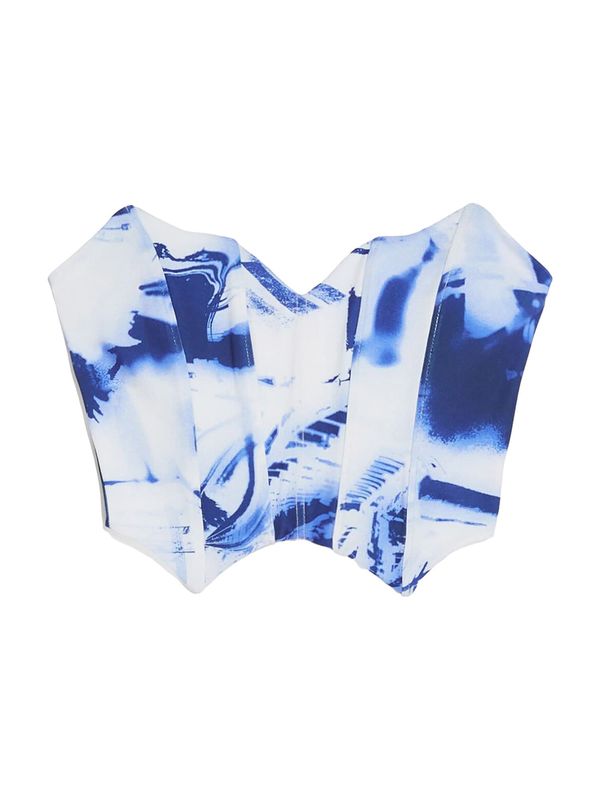 Bershka Bershka Топ  синьо / нейви синьо / бяло