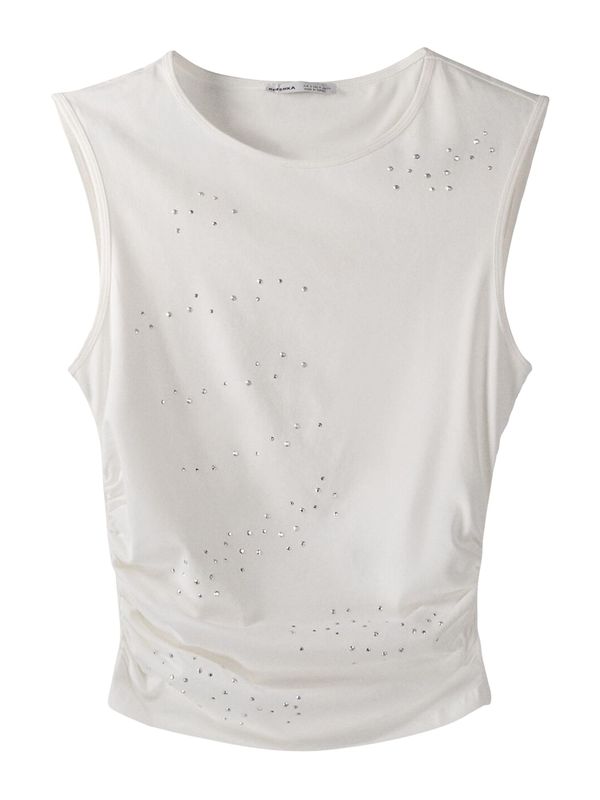 Bershka Bershka Топ  сребърно / мръсно бяло