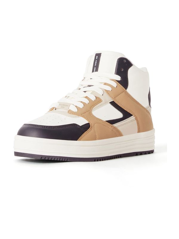 Bershka Bershka Високи маратонки  светлобежово / светлокафяво / черно / бяло