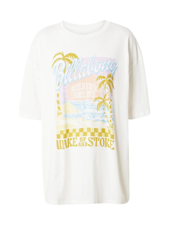 BILLABONG BILLABONG Тениска 'WAKE UP AND STOKE'  светлосиньо / злато / люляк / бяло