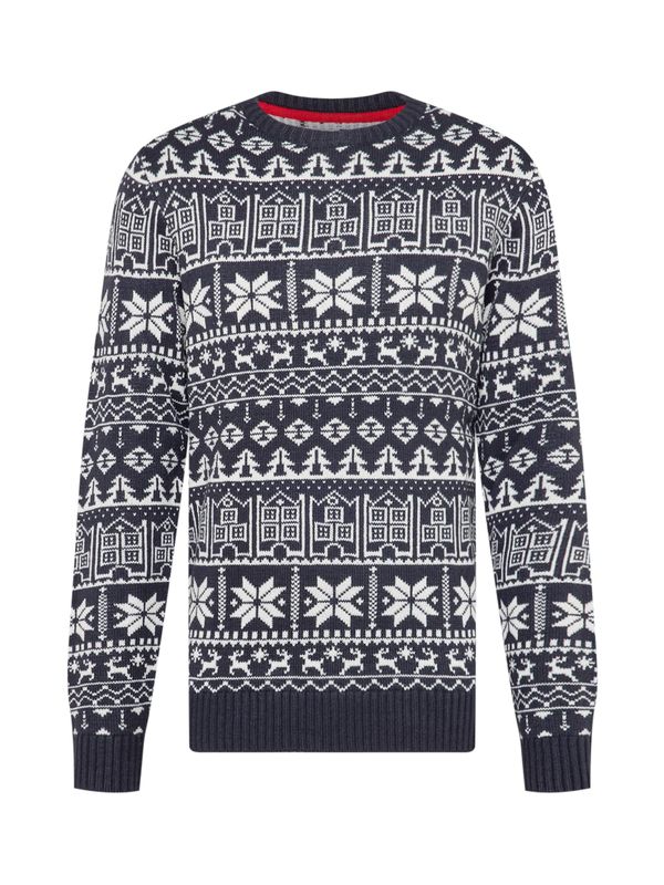 BLEND BLEND Пуловер  нейви синьо / бяло