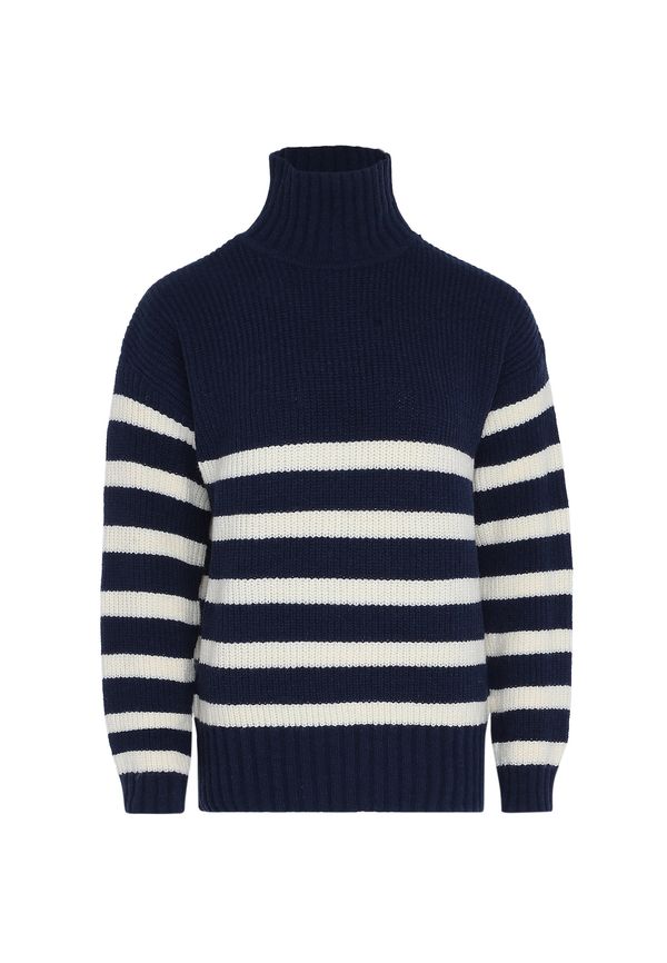 BLONDA BLONDA Пуловер  тъмносиньо / бял памук