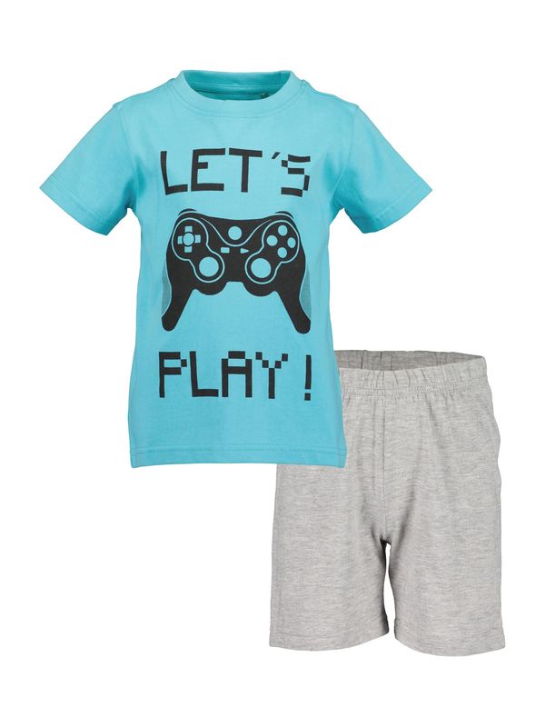 BLUE SEVEN BLUE SEVEN Комплект пижама  циан / сив меланж / черно