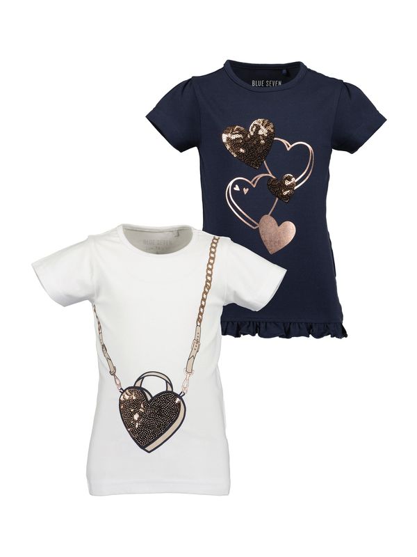 BLUE SEVEN BLUE SEVEN Тениска  бежово / нейви синьо / злато / бяло