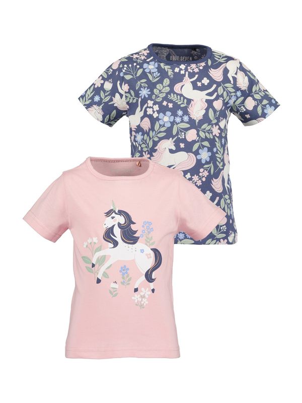 BLUE SEVEN BLUE SEVEN Тениска  нейви синьо / маслина / бледорозово / бяло