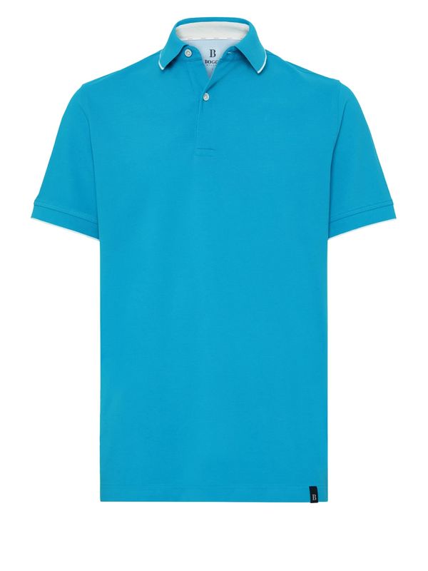Boggi Milano Boggi Milano Тениска 'Piquet Solid'  тюркоазен / черно / бяло