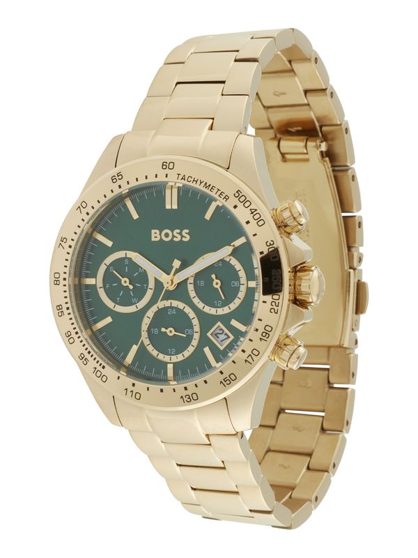 BOSS Black BOSS Black Аналогов часовник 'NOVIA'  злато / тъмнозелено