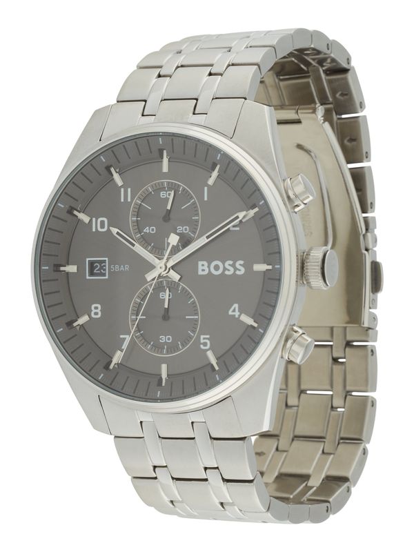 BOSS Black BOSS Black Аналогов часовник 'SKYTRAVELLER'  тъмносиво / сребърно