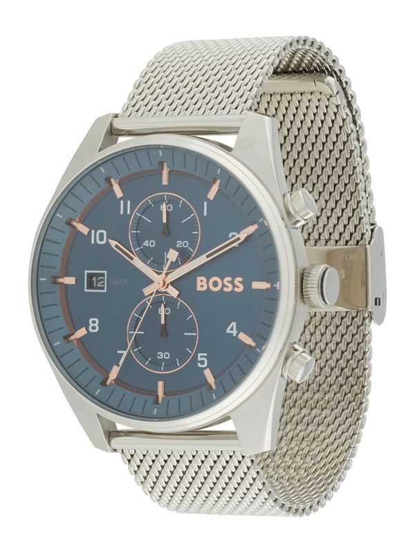 BOSS Black BOSS Black Аналогов часовник 'SKYTRAVELLER'  злато / петрол / сребърно