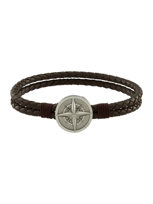 BOSS Black BOSS Black Гривна 'NORTH'  тъмнокафяво / сребърно