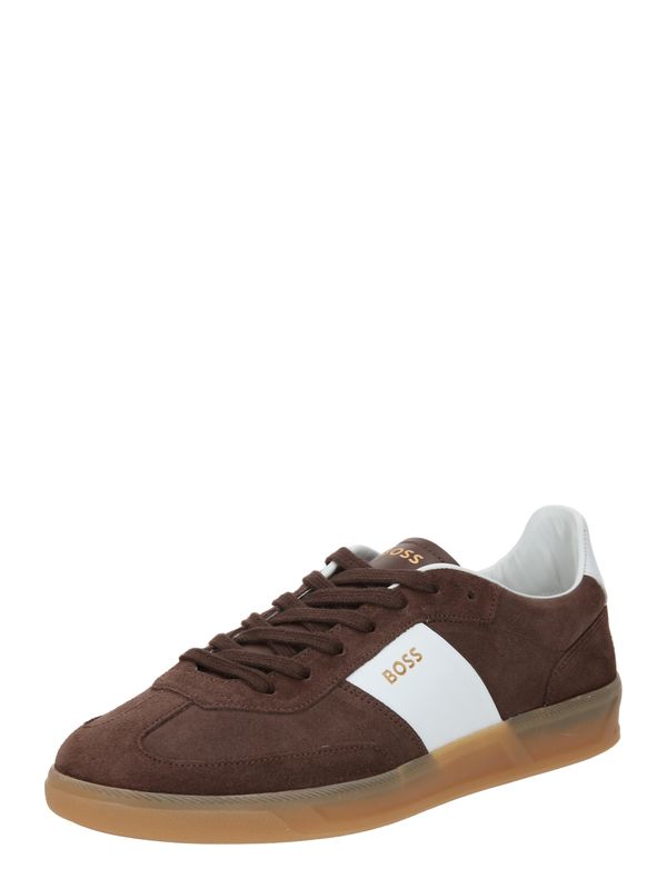 BOSS Black BOSS Black Ниски маратонки 'Brandon Tenn'  тъмнокафяво / злато / бяло