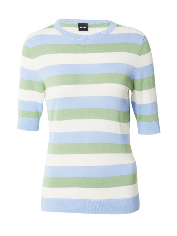 BOSS Black BOSS Black Пуловер 'Facuba'  светлобежово / светлосиньо / светлозелено