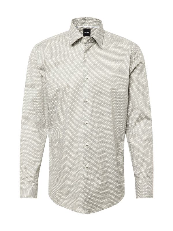 BOSS Black BOSS Black Риза 'HANK'  маслина / бяло