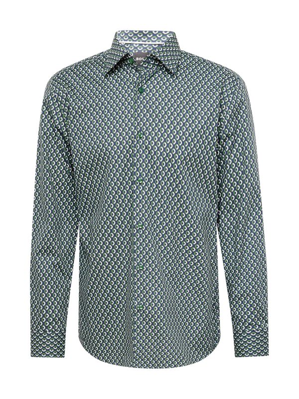BOSS Black BOSS Black Риза 'HANK'  морскосиньо / зелено / бяло