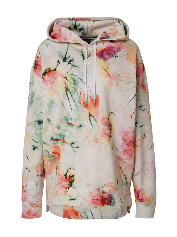 BOSS Black BOSS Black Спортен суитшърт с качулка 'Elphala'  бежово / тъмнозелено / оранжево / розово