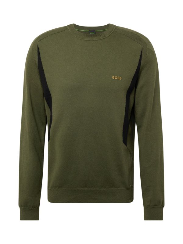 BOSS Green BOSS Green Пуловер 'Rotex'  тъмнозелено / светлооранжево / черно