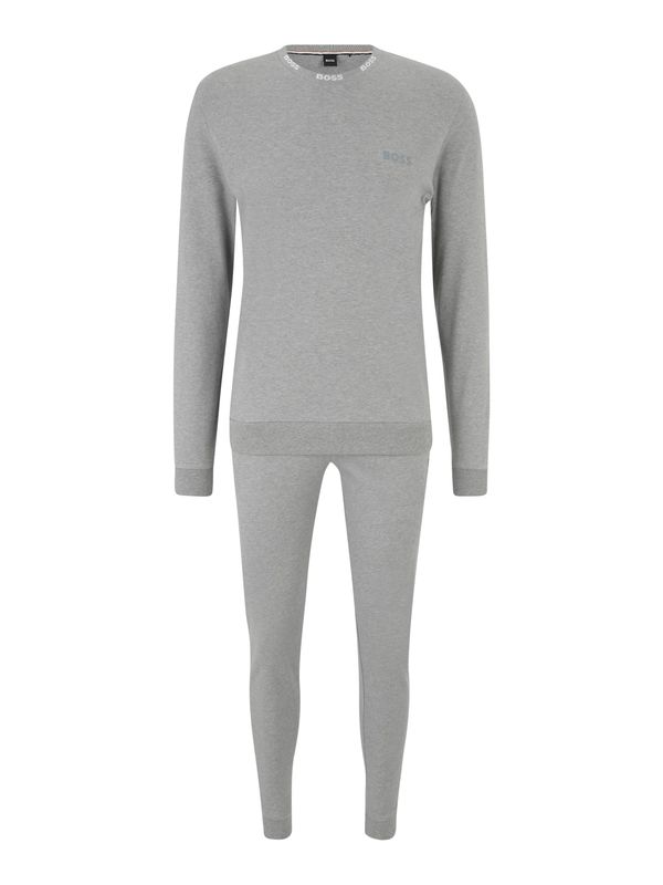 BOSS Orange BOSS Orange Дълга пижама  сиво / базалтово синьо / бяло