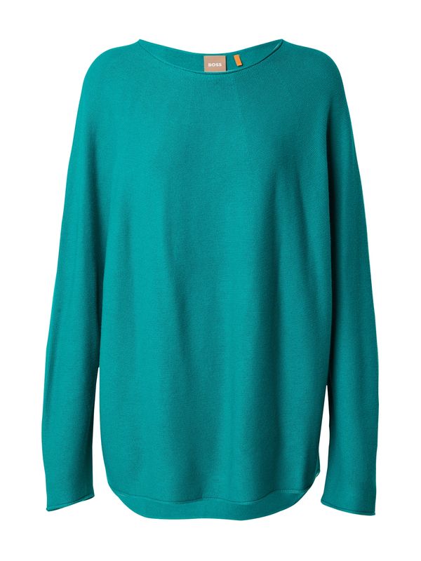 BOSS Orange BOSS Orange Пуловер 'Faland'  смарагдово зелено