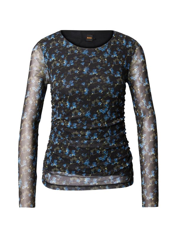 BOSS Orange BOSS Orange Тениска 'Enizo1'  синьо / светложълто / сиво-бежово / черно