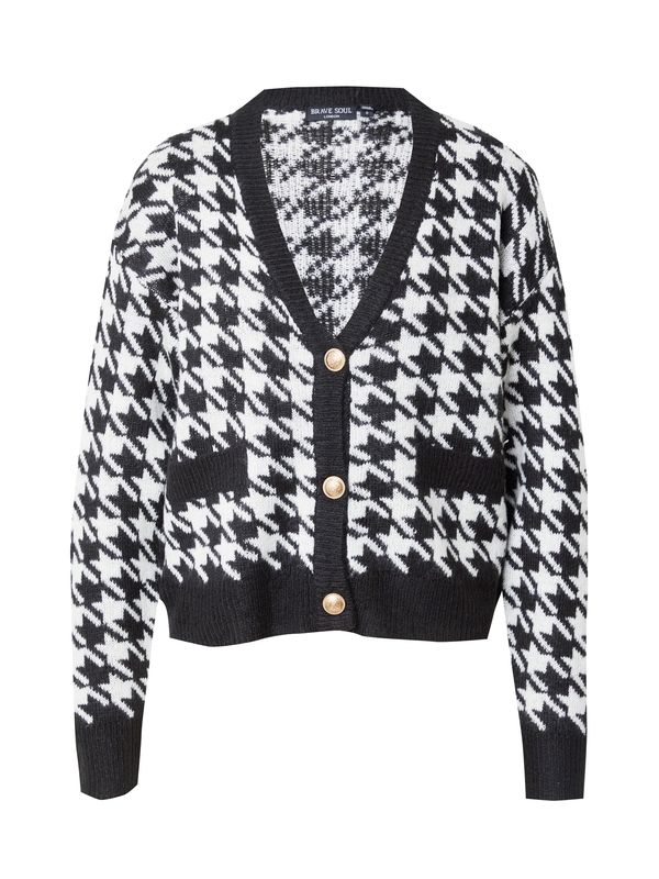 BRAVE SOUL BRAVE SOUL Плетена жилетка  черен меланж / бяло