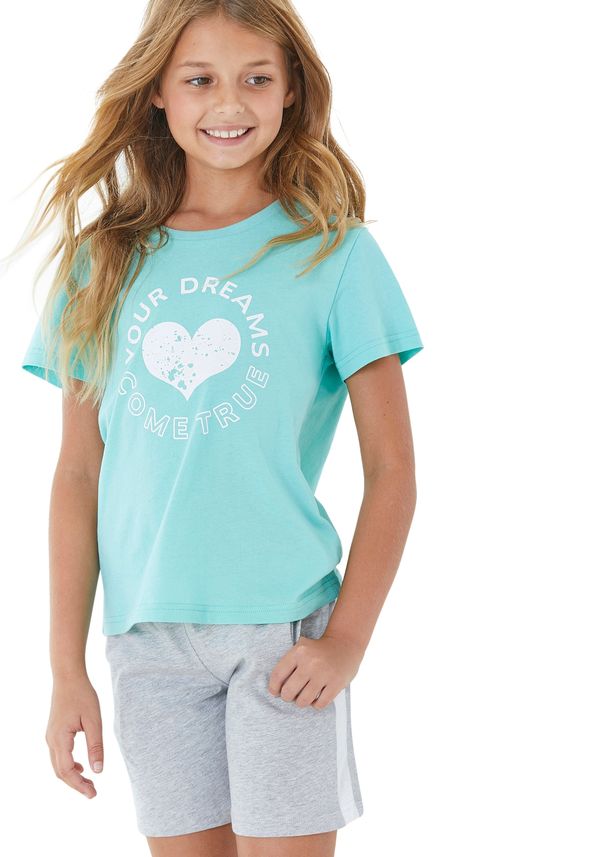 BUFFALO BUFFALO Комплект пижама  тюркоазен / сив меланж / бяло