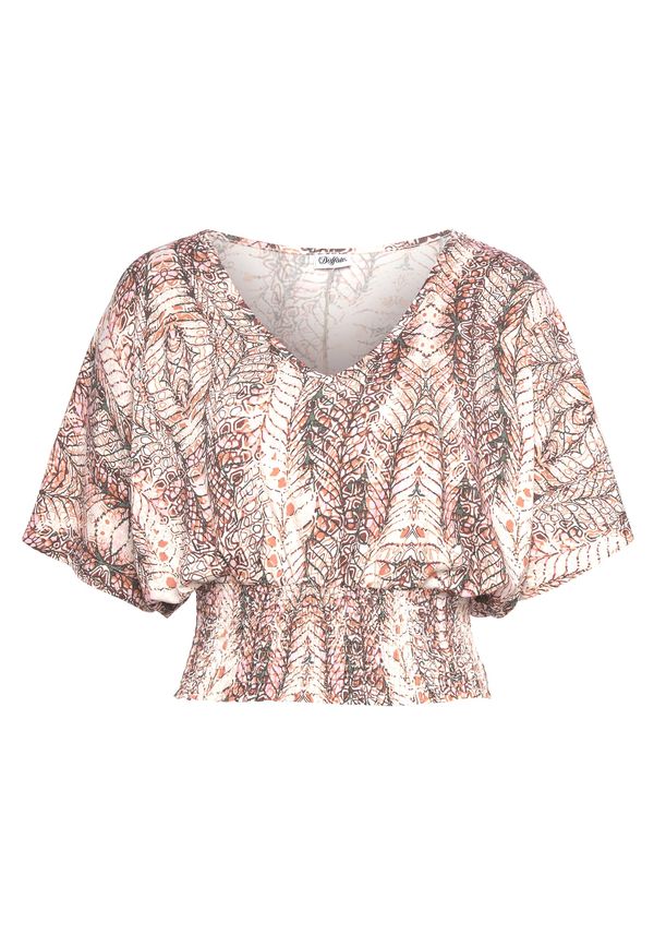 BUFFALO BUFFALO Тениска  светлобежово / оранжево / бяло