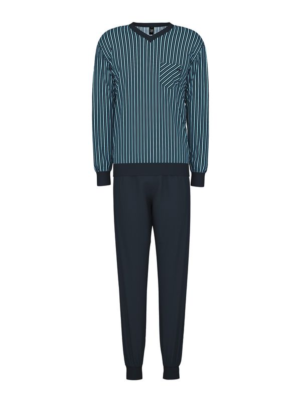 CALIDA CALIDA Дълга пижама 'Relax Imprint'  гълъбово синьо / тъмносиньо / бяло