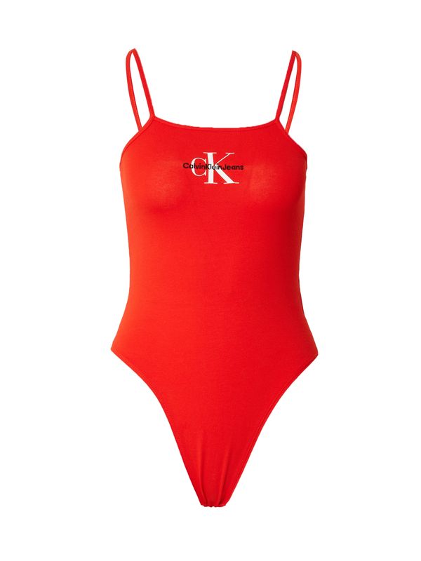 Calvin Klein Jeans Calvin Klein Jeans Блуза боди  червено / черно / мръсно бяло