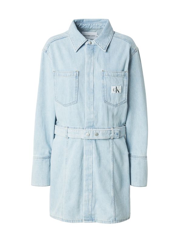 Calvin Klein Jeans Calvin Klein Jeans Рокля тип риза  син деним / светлосиво / черно