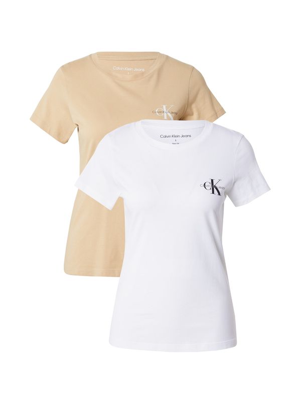Calvin Klein Jeans Calvin Klein Jeans Тениска  цвят "пясък" / черно / бяло