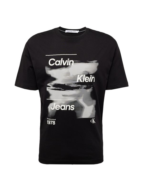 Calvin Klein Jeans Calvin Klein Jeans Тениска 'DIFFUSED'  светлосиво / черно / бяло