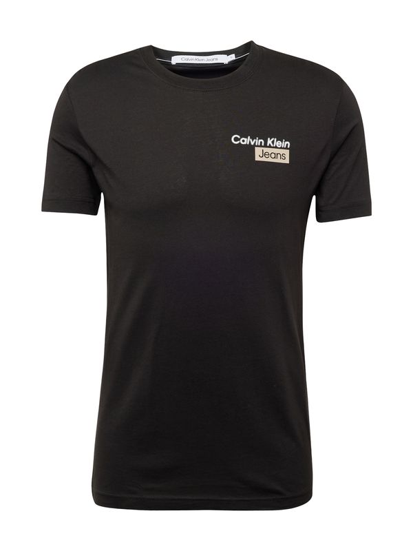 Calvin Klein Jeans Calvin Klein Jeans Тениска 'STACKED BOX'  бежово / черно / бяло