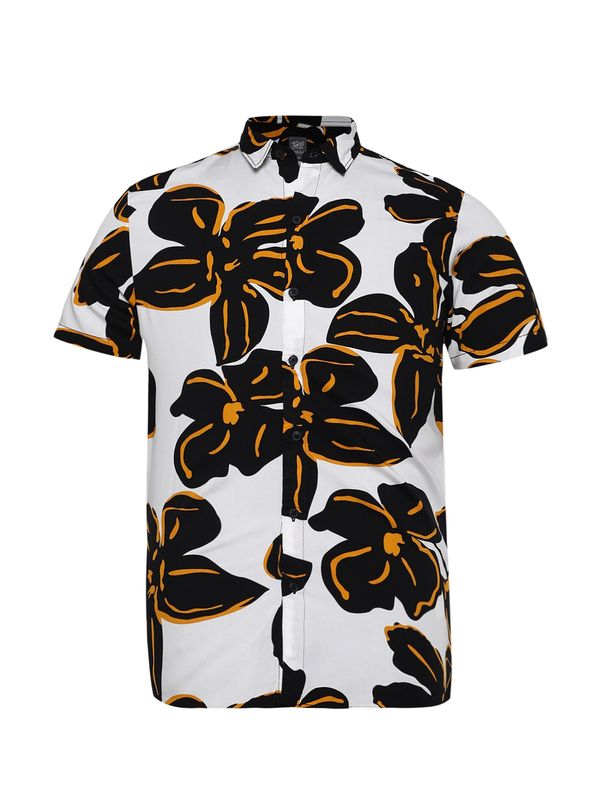 Campus Sutra Campus Sutra Риза 'Isaiah'  оранжево / черно / бяло