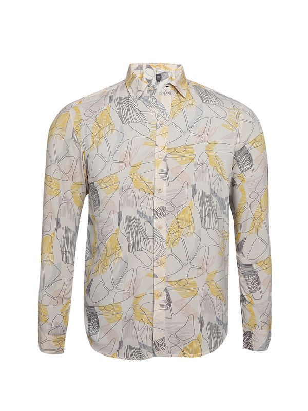 Campus Sutra Campus Sutra Риза 'Kyle'  жълто / сиво / бяло