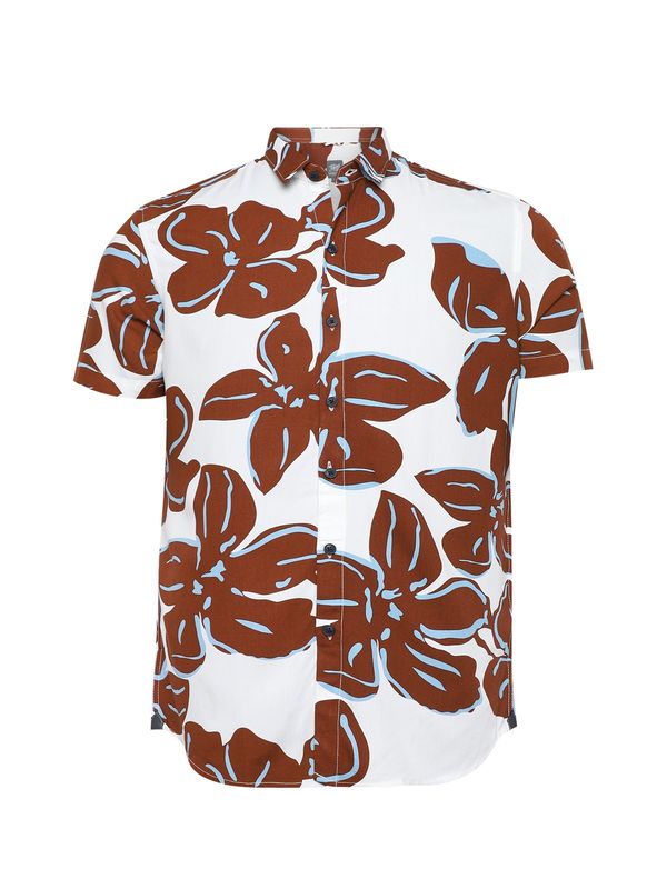 Campus Sutra Campus Sutra Риза 'Waylon'  синьо / кафяво / бяло